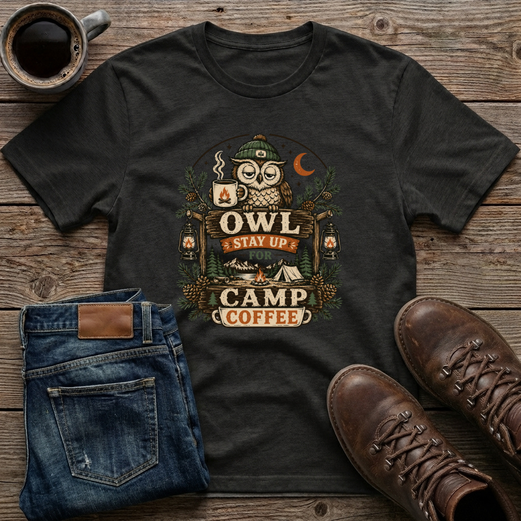 Owl Stay Up For Camp Coffee 2 T-Shirt