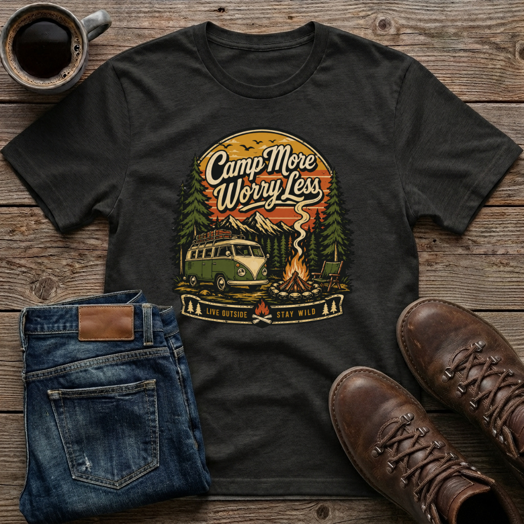 Camp More Worry Less Live Outside Stay Wild T-Shirt