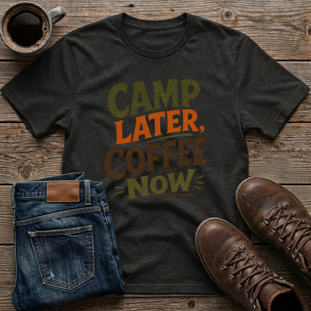 Camp Later Coffee Now T-Shirt