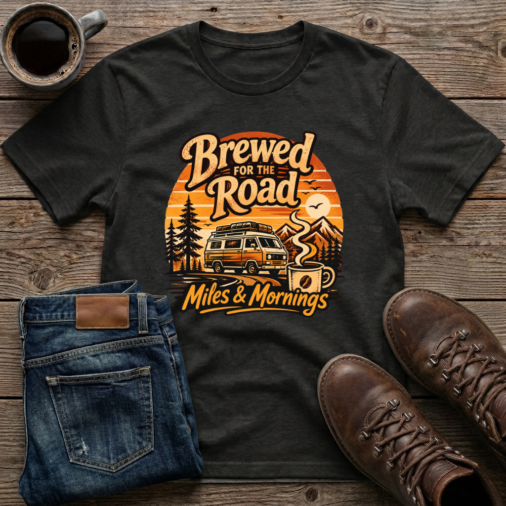 Brewed For The Road Miles & Mornings T-Shirt