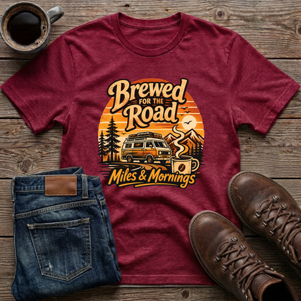Brewed For The Road Miles & Mornings T-Shirt