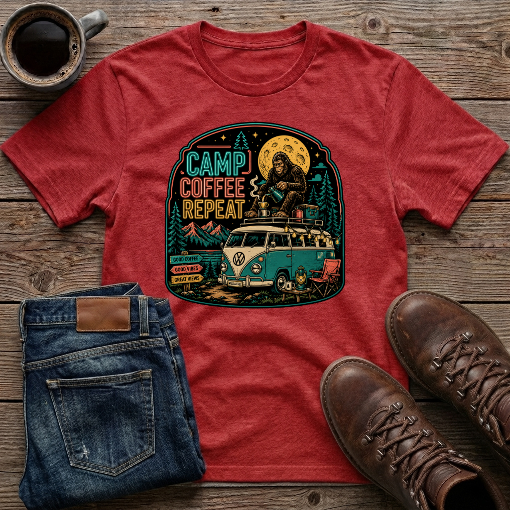 Camp Coffee Repeat 3 T-Shirt