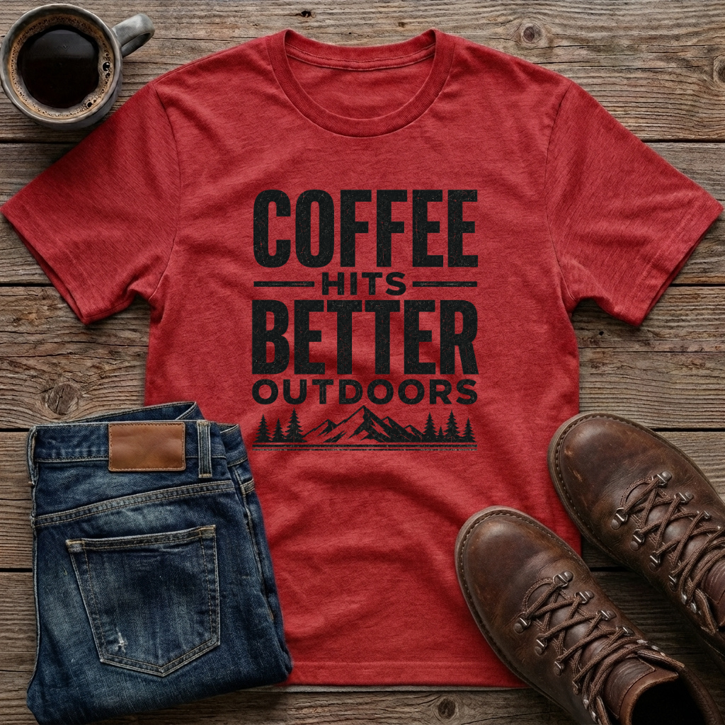 Coffee Hits Better Outdoors T-Shirt