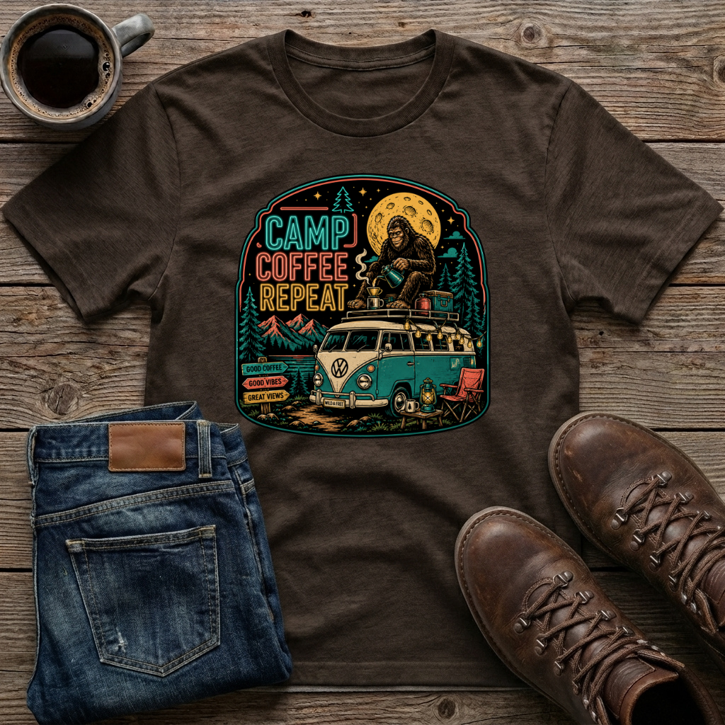 Camp Coffee Repeat 3 T-Shirt