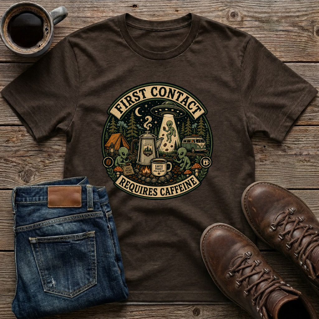First Contact Requires Caffeine T-Shirt