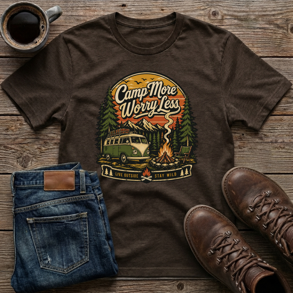 Camp More Worry Less Live Outside Stay Wild T-Shirt