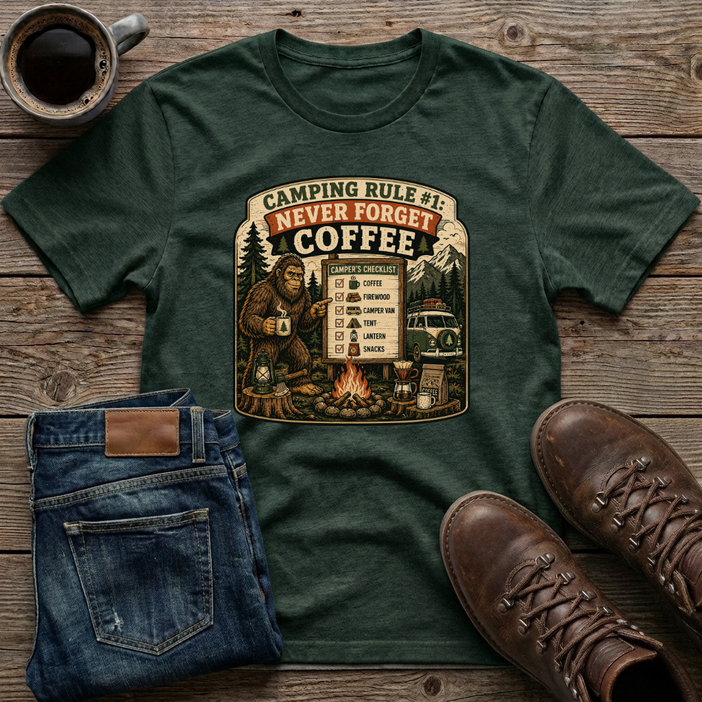 Camping Rule 1 Never Forget Coffee T-Shirt