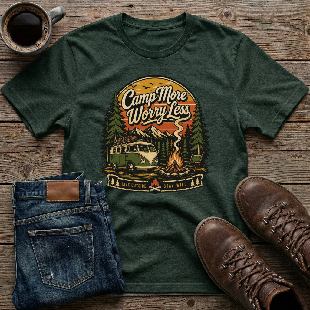 Camp More Worry Less Live Outside Stay Wild T-Shirt