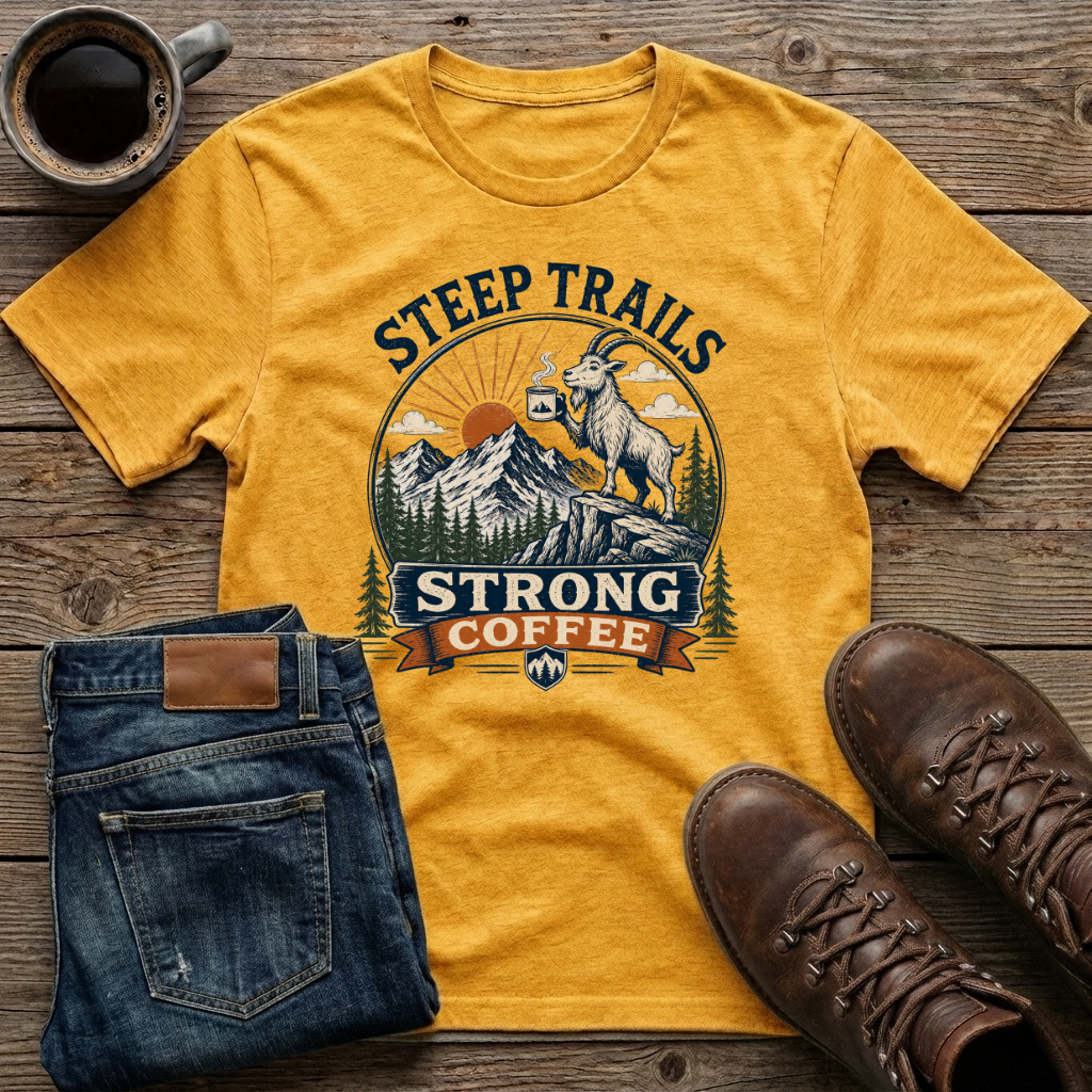 Steep Trails Strong Coffee T-Shirt