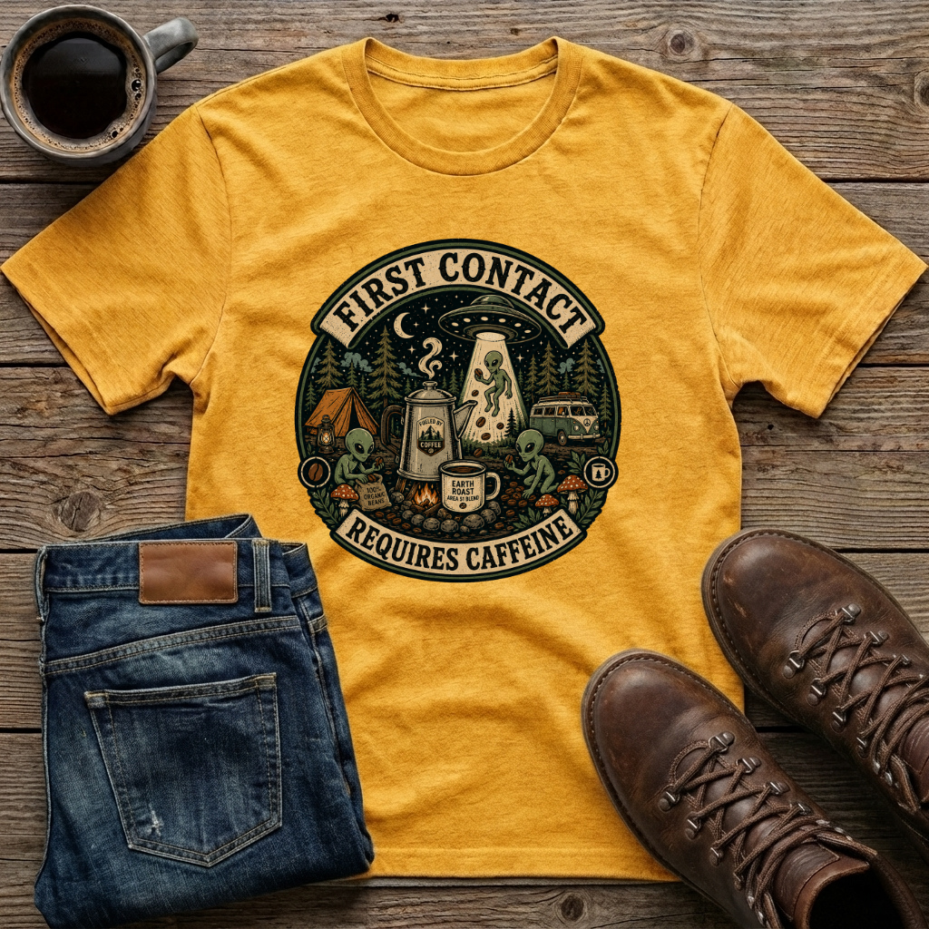 First Contact Requires Caffeine T-Shirt