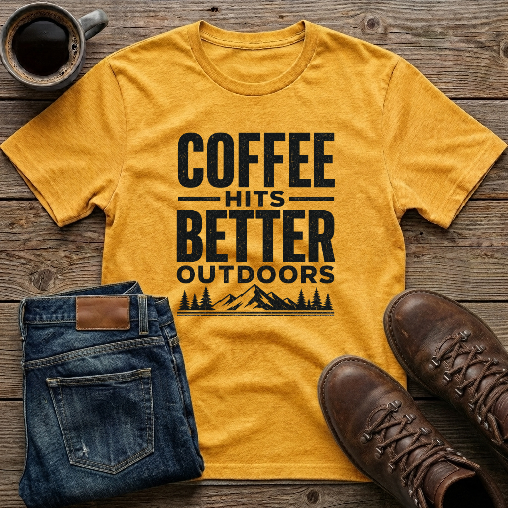 Coffee Hits Better Outdoors T-Shirt
