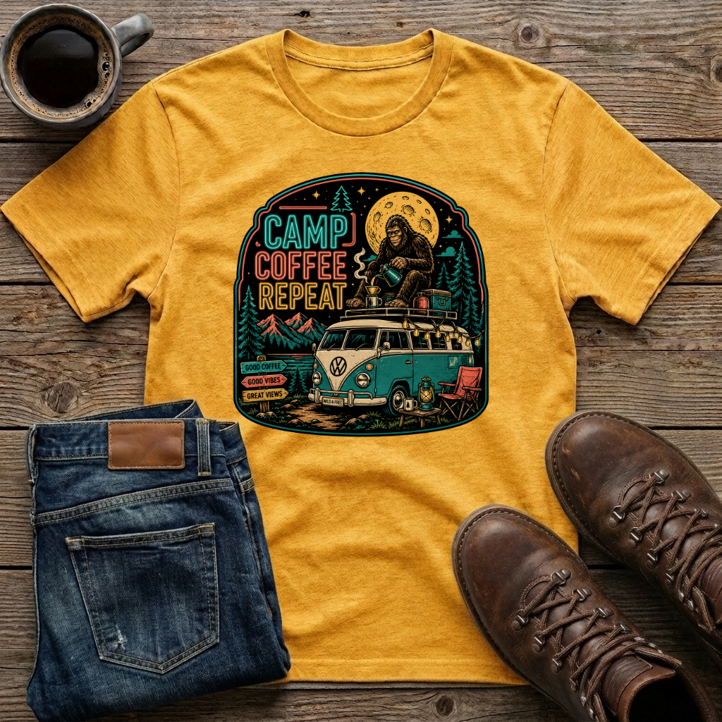 Camp Coffee Repeat 3 T-Shirt