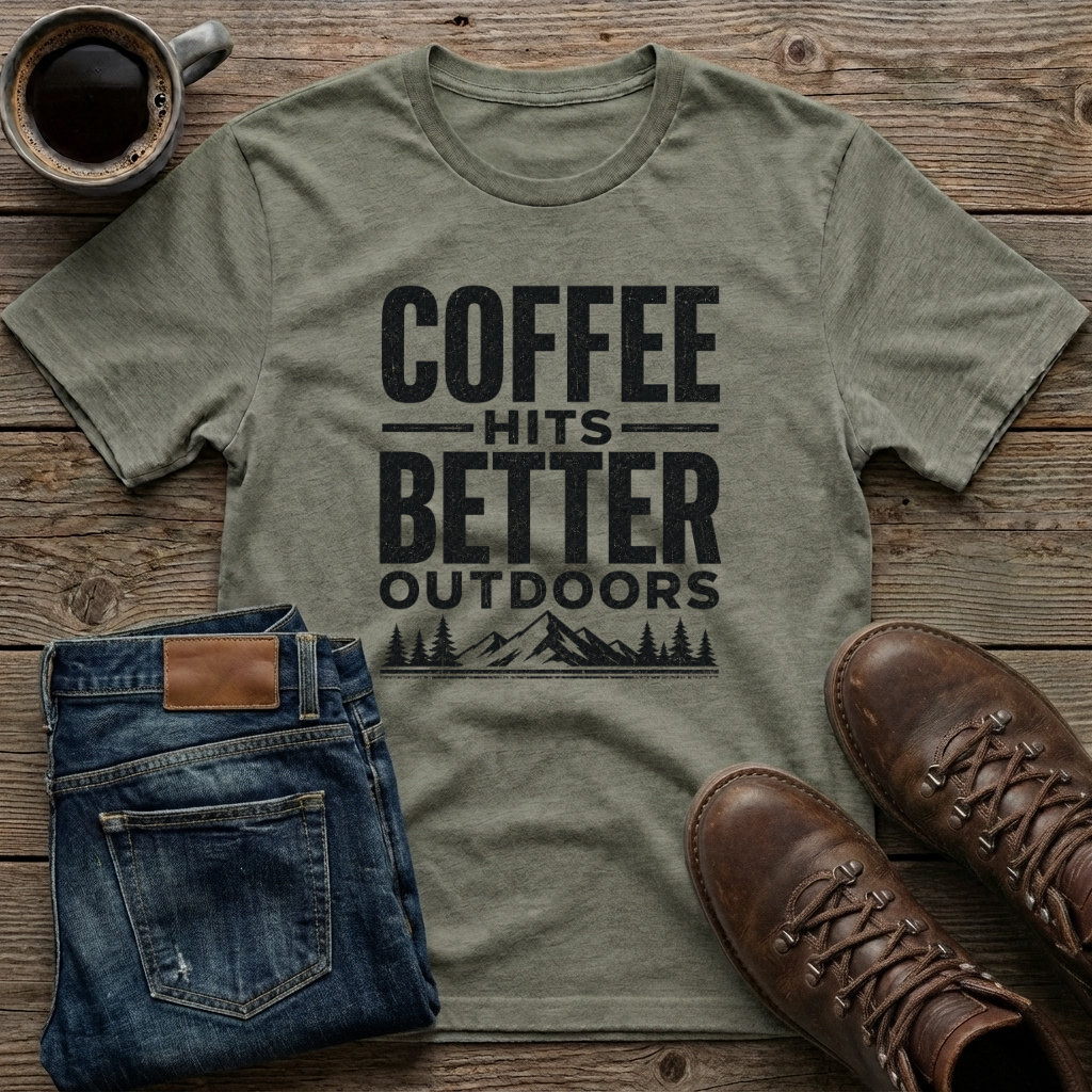 Coffee Hits Better Outdoors T-Shirt