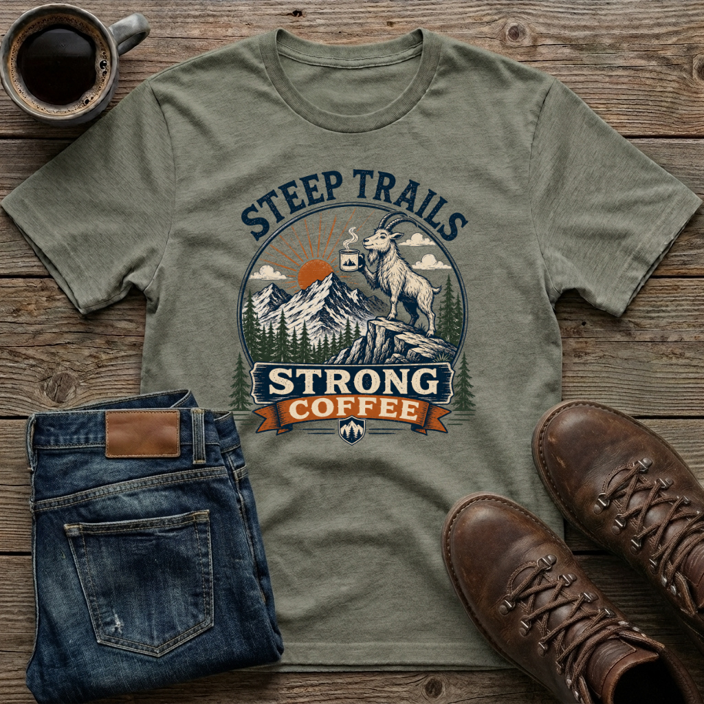 Steep Trails Strong Coffee T-Shirt