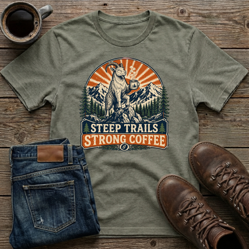 Steep Trails Strong Coffee 2 T-Shirt
