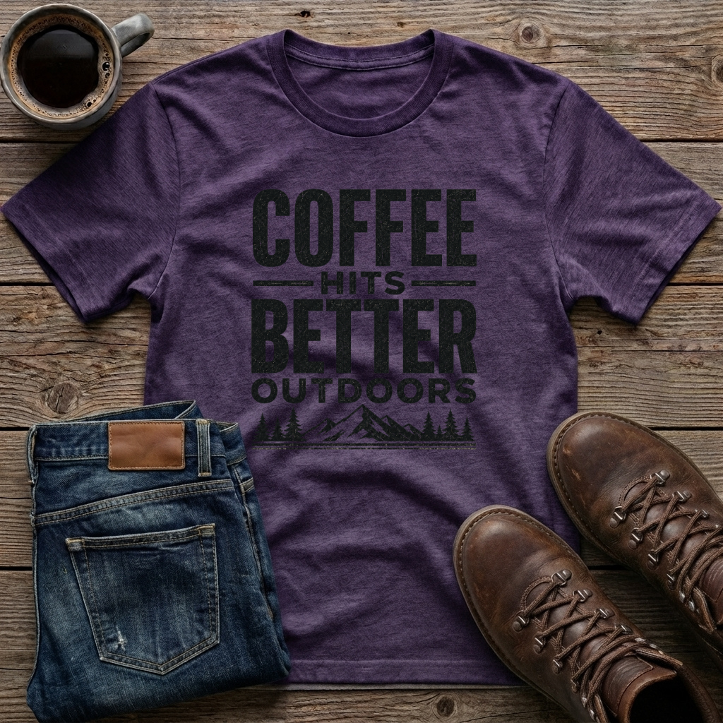 Coffee Hits Better Outdoors T-Shirt