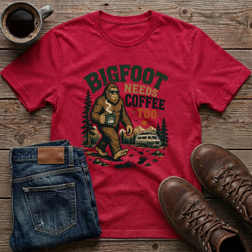 Bigfoot Needs Coffee Too T-Shirt