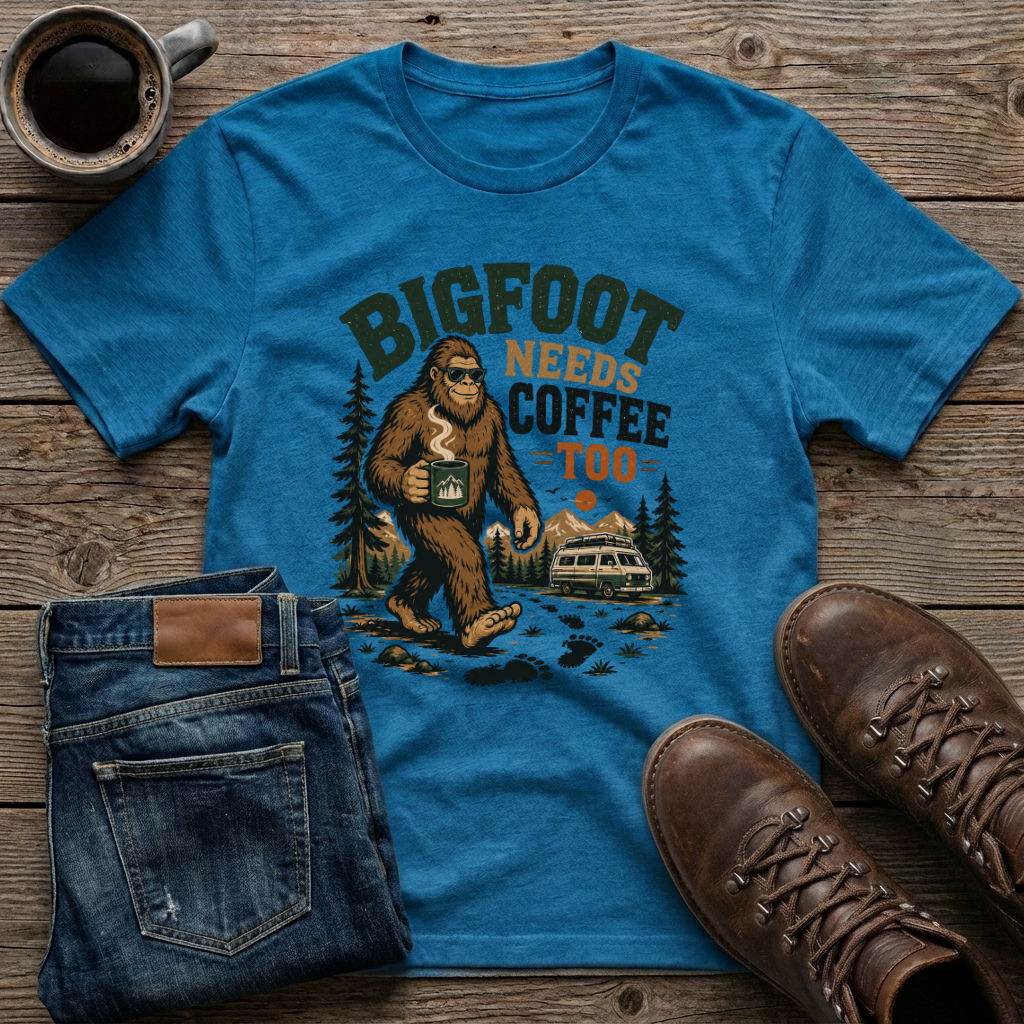 Bigfoot Needs Coffee Too T-Shirt