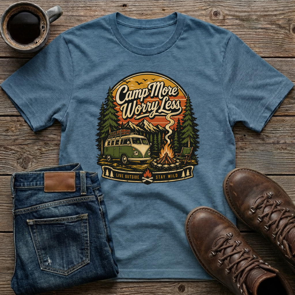 Camp More Worry Less Live Outside Stay Wild T-Shirt