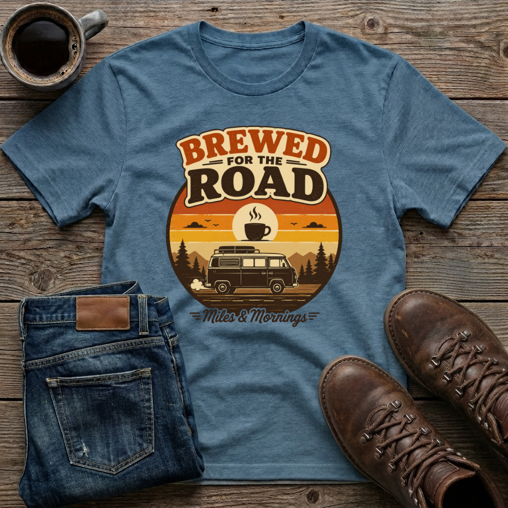 Brewed For The Road Miles & Mornings 2 T-Shirt