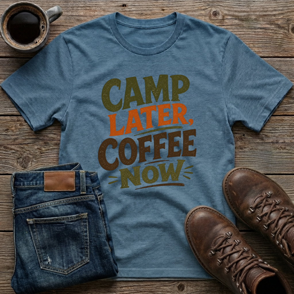Camp Later Coffee Now T-Shirt