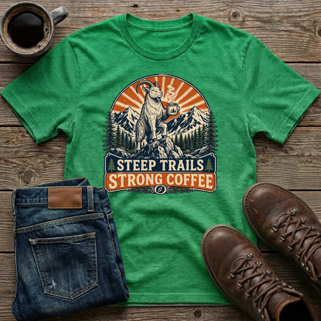 Steep Trails Strong Coffee 2 T-Shirt