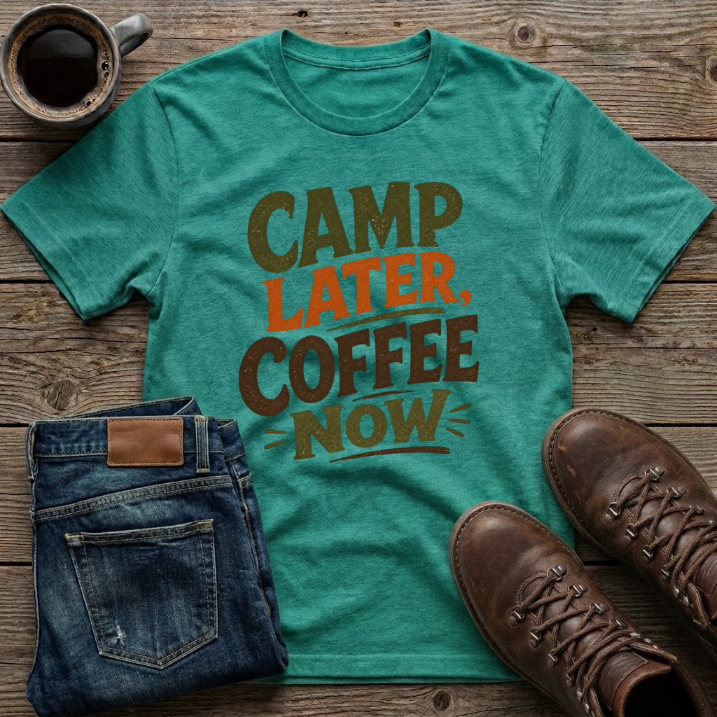 Camp Later Coffee Now T-Shirt