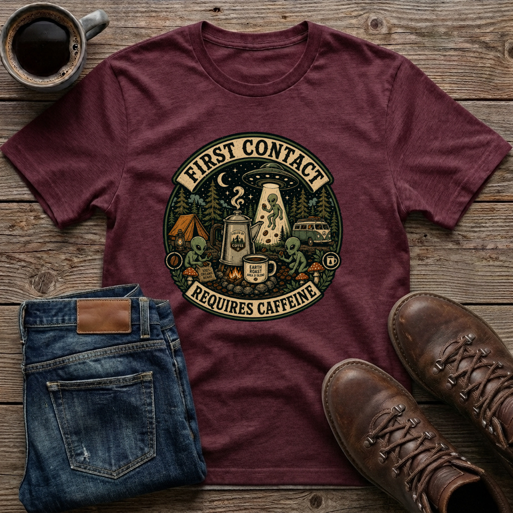 First Contact Requires Caffeine T-Shirt