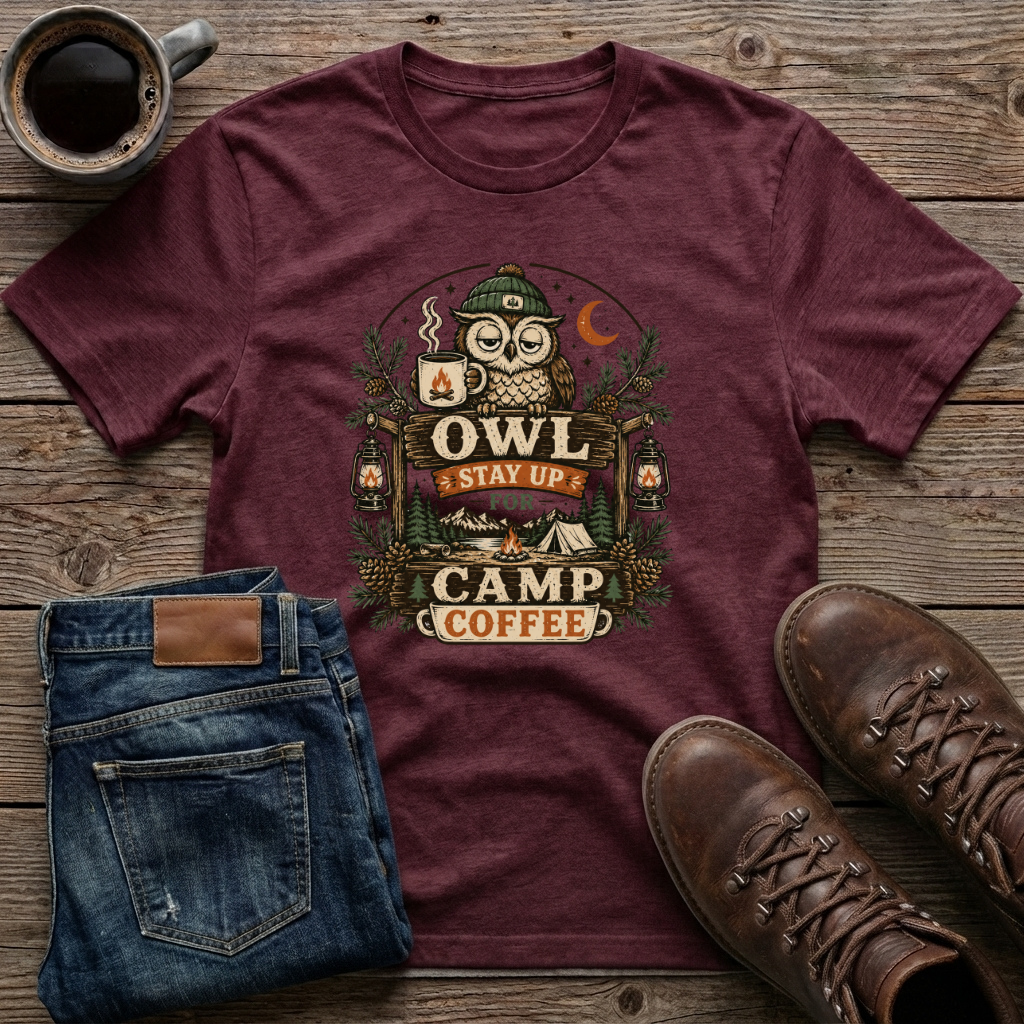 Owl Stay Up For Camp Coffee 2 T-Shirt