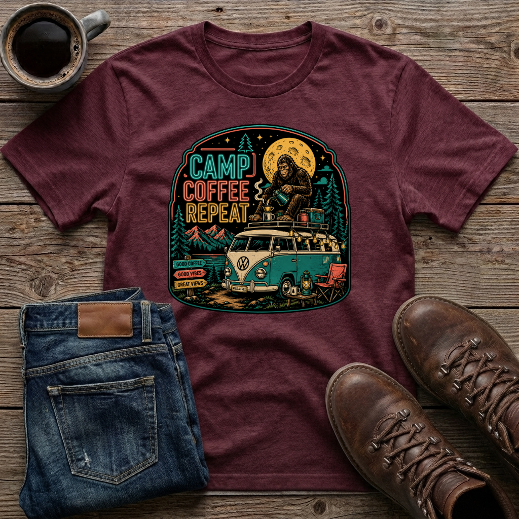 Camp Coffee Repeat 3 T-Shirt