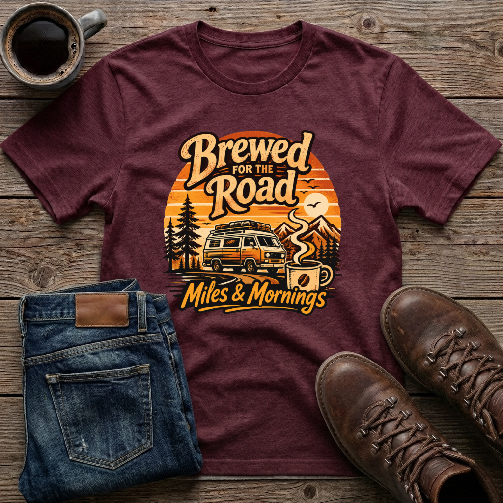 Brewed For The Road Miles & Mornings T-Shirt