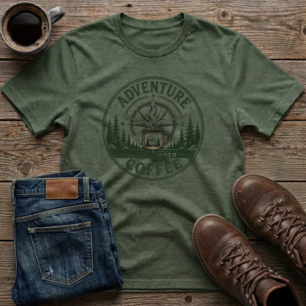 Adventure Starts with Coffee T-Shirt