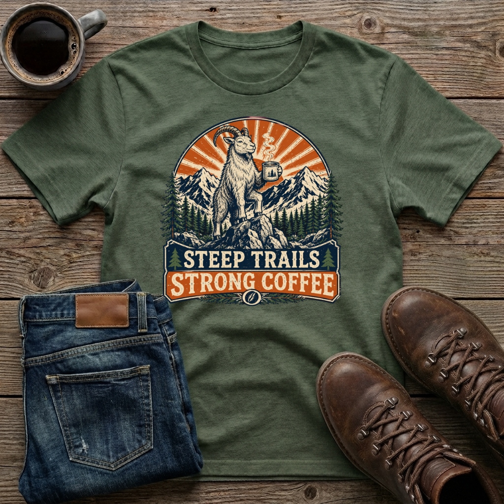 Steep Trails Strong Coffee 2 T-Shirt