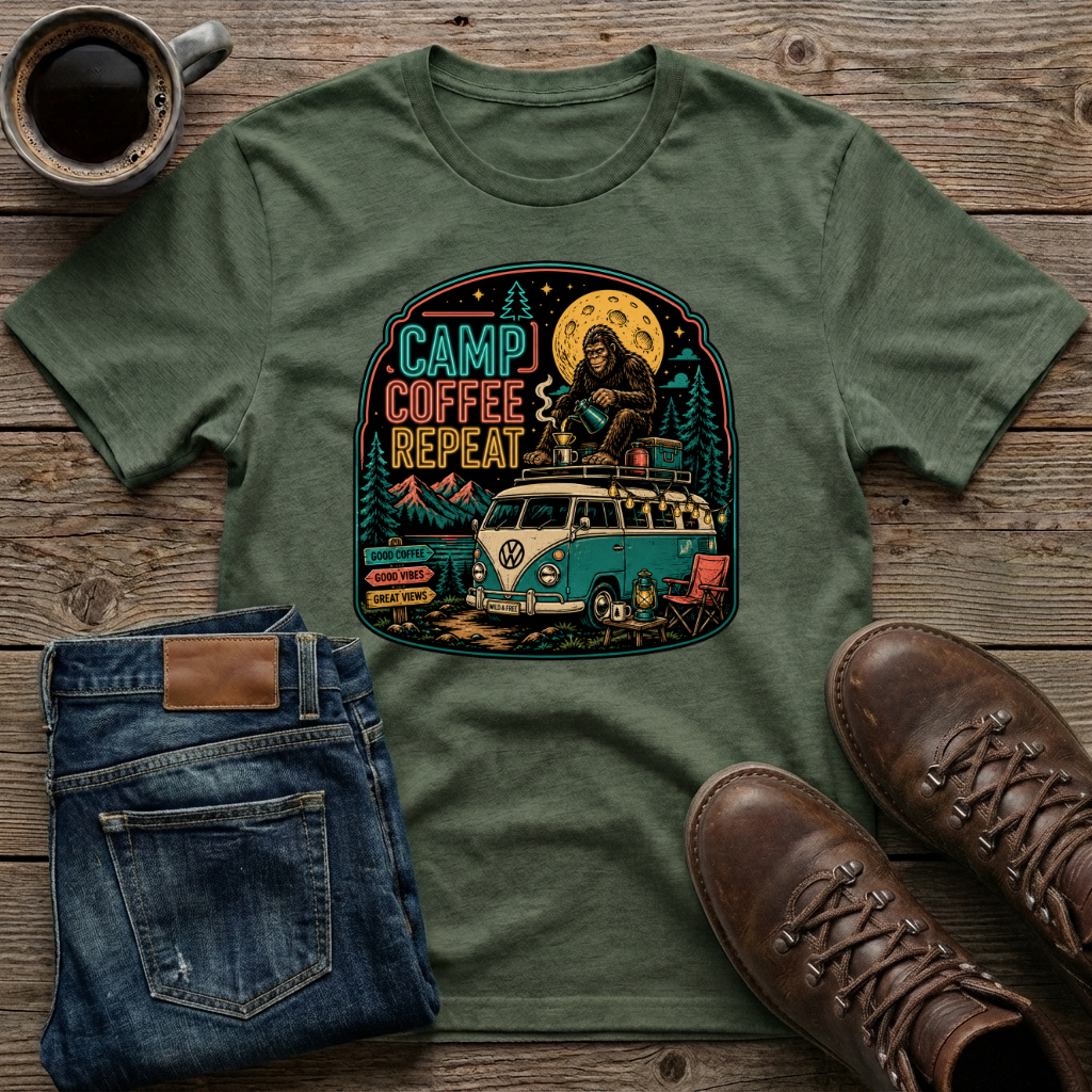 Camp Coffee Repeat 3 T-Shirt