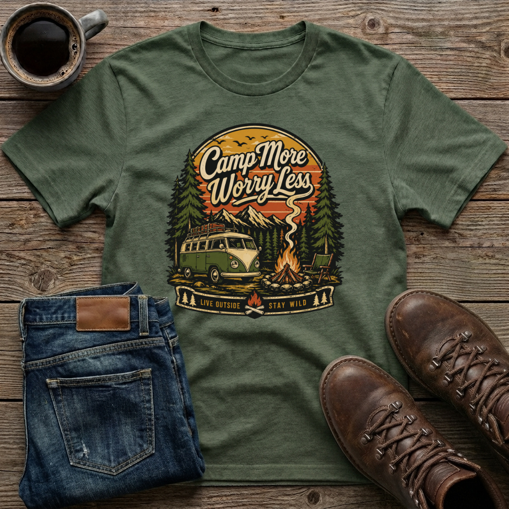 Camp More Worry Less Live Outside Stay Wild T-Shirt