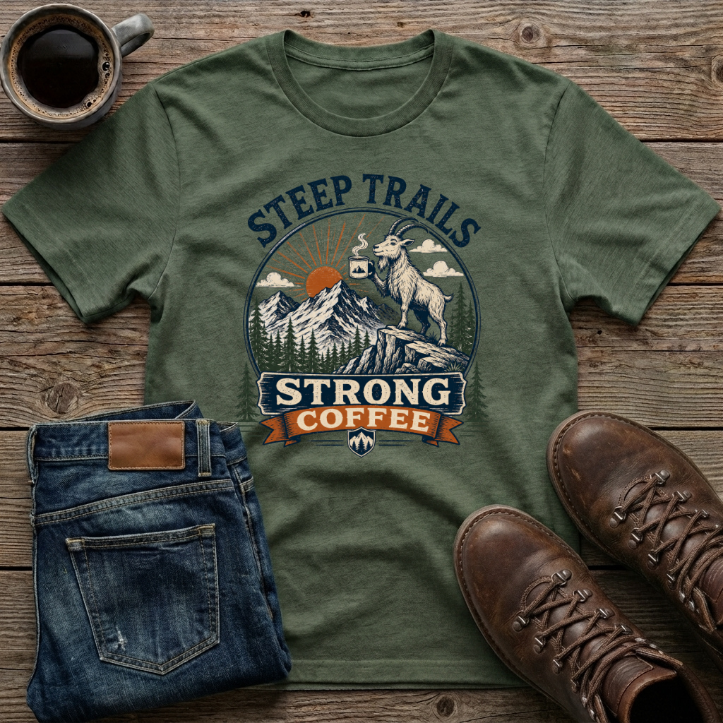 Steep Trails Strong Coffee T-Shirt