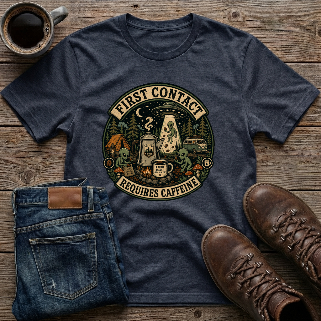 First Contact Requires Caffeine T-Shirt