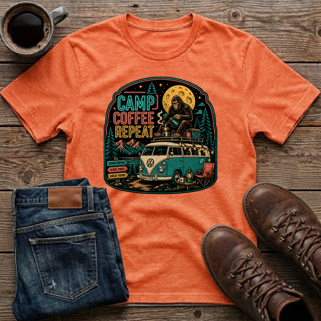 Camp Coffee Repeat 3 T-Shirt