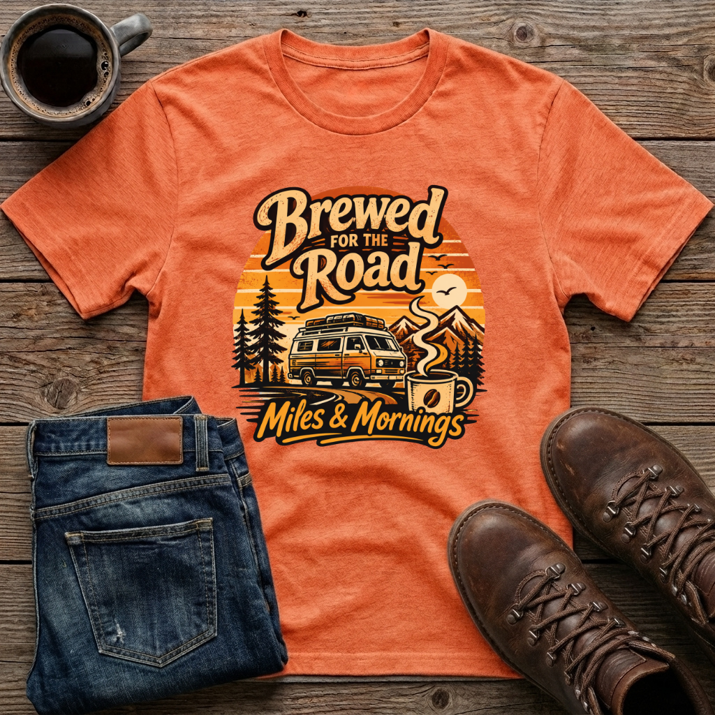 Brewed For The Road Miles & Mornings T-Shirt