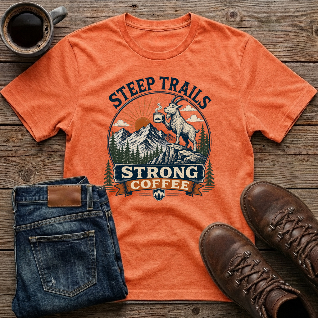 Steep Trails Strong Coffee T-Shirt