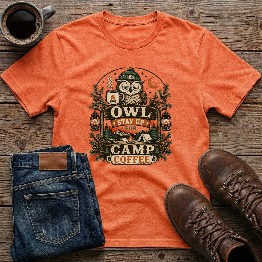 Owl Stay Up For Camp Coffee 2 T-Shirt