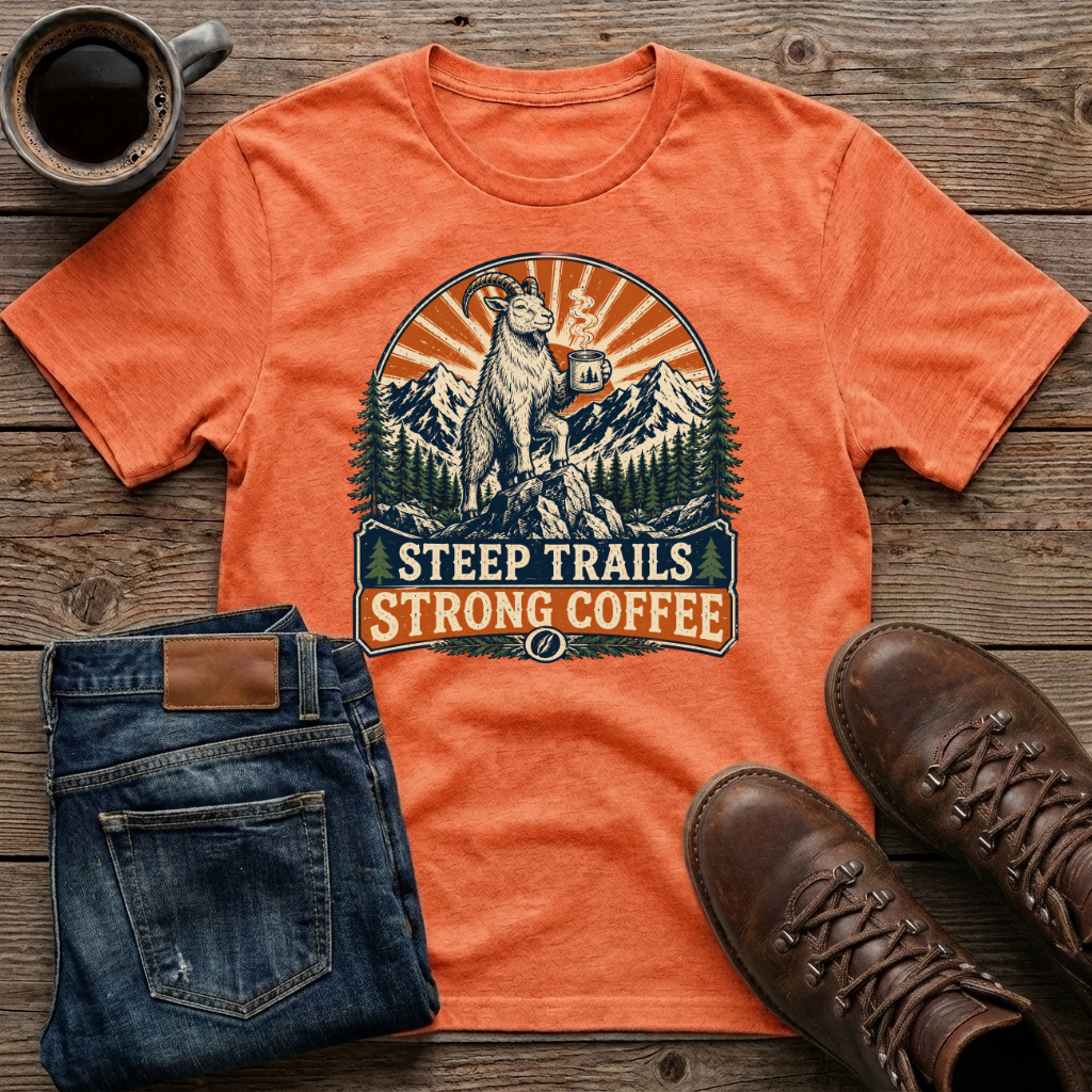 Steep Trails Strong Coffee 2 T-Shirt