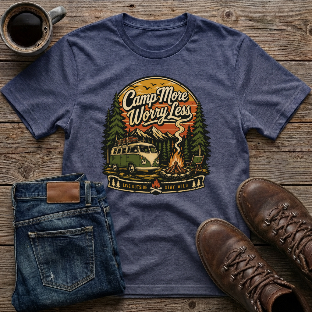 Camp More Worry Less Live Outside Stay Wild T-Shirt