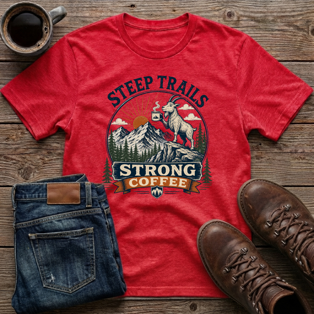 Steep Trails Strong Coffee T-Shirt