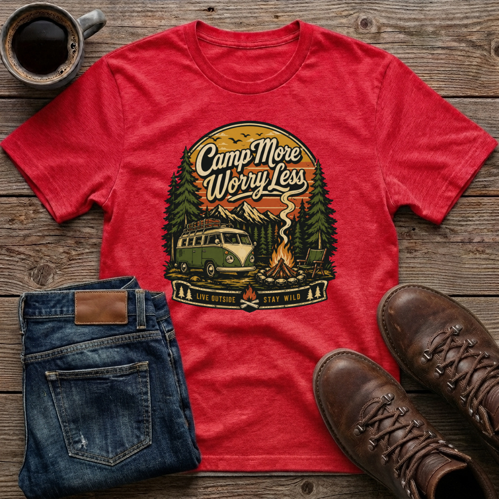 Camp More Worry Less Live Outside Stay Wild T-Shirt