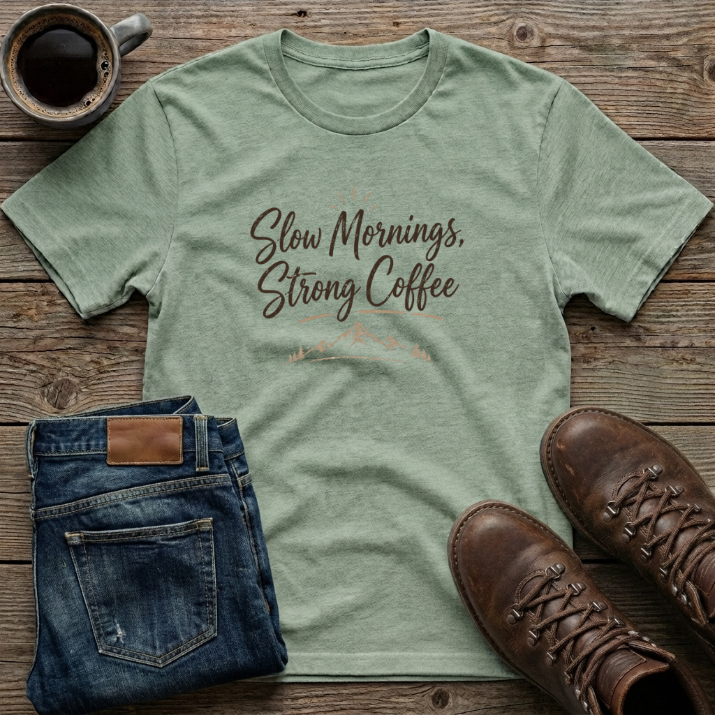 Slow Mornings Strong Coffee T-Shirt