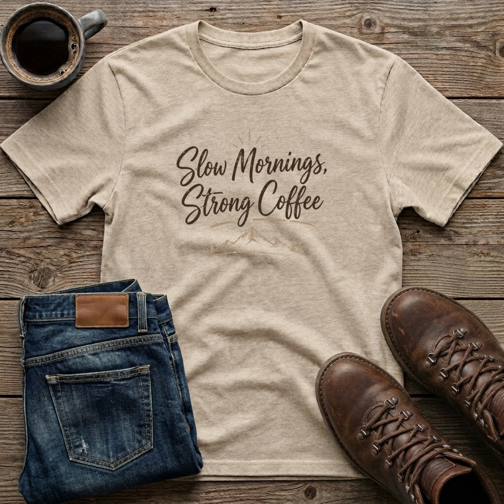 Slow Mornings Strong Coffee T-Shirt