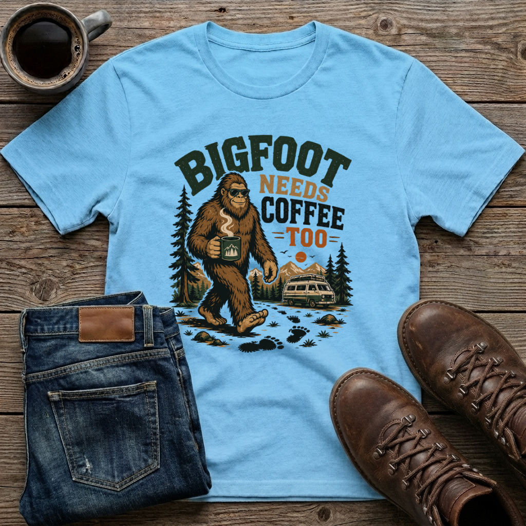Bigfoot Needs Coffee Too T-Shirt