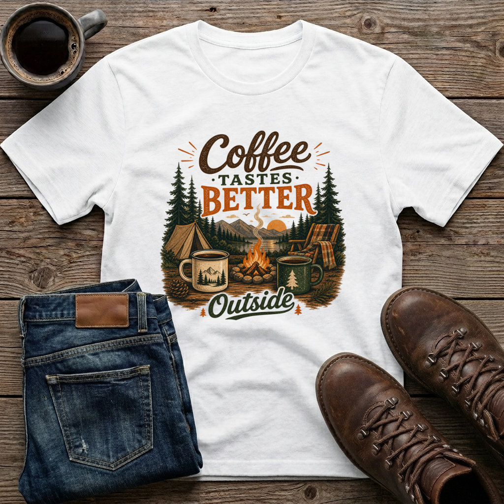 Coffee Tastes Better Outside T-Shirt