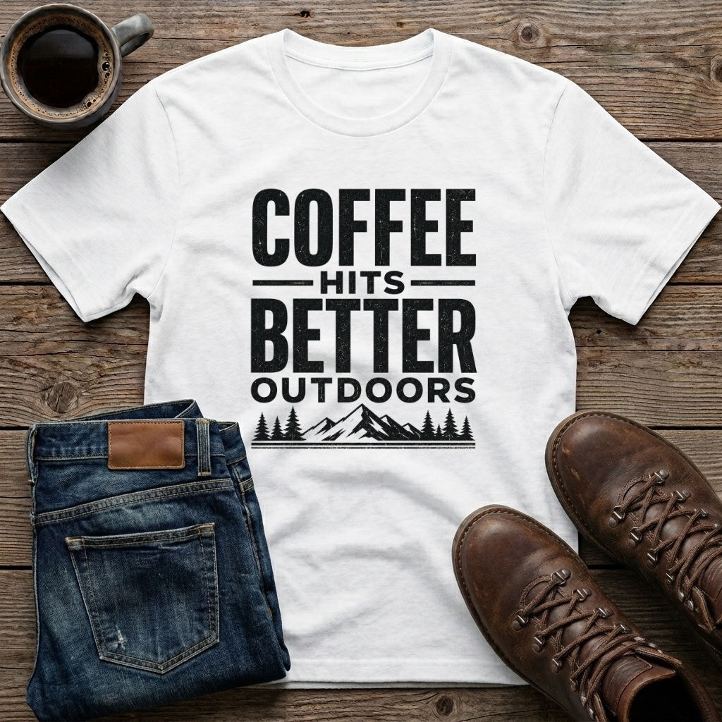 Coffee Hits Better Outdoors T-Shirt